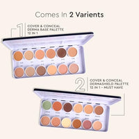 C2P Pro Dermashield 12-in-1 Concealer Palette for Face Makeup | Cream-Based Contour, Color Corrector & Foundation | Hides Blemishes & Dark Circles | High Coverage, Ideal for Oily Skin | 42g