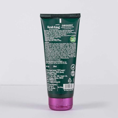 Kesh King Organic Onion Conditioner with Curry Leaves | Conditioner for Frizzy Hair, Reduces Hair Fall, Deep Nourishment & Hydration | Hair Conditioner for Dry, Damaged Hair- 200ml, 1 Count