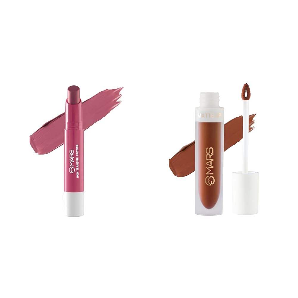 MARS Matte Super Stay Lipstick |(2.6 gm) (16-ANGEL WINGS) Matte Liquid Lip Color | Long Lasting | Non-Transfer & Waterproof Lipstick for Women (4.5 ml) (05-Chocolate Delight)