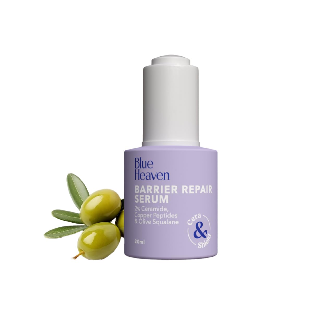 Blue Heaven Barrier Repair Face Serum for Women Infused with 2% Ceramide, 0.5% Copper Peptides | Strengthens Skin's Natural Barrier | Reduces Fines Lines & Wrinkles | Reduces Inflammation, 20ml
