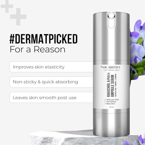 Dr. Sheth's Bakuchiol & Pdrn Ampoule Serum | 3000 PPM PDRN, 0.1% Retinol | Firms & Plumps Skin | Reduces Fine Lines & Wrinkles | Improves Skin Texture | Non-Irritating | For Men & Women | All Skin Type | 30 ml