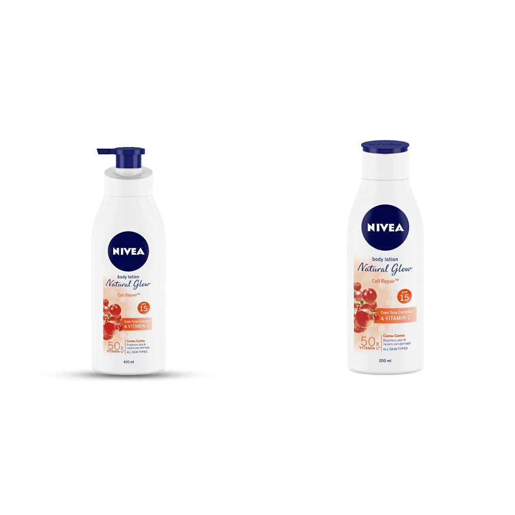Nivea Body Lotion, Extra Whitening Cell Repair SPF 15, For All Skin Types, 400ml & Body Extra Whitening Body Lotion, 200ml