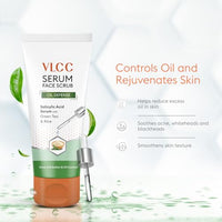 VLCC Oil Defense Scrub with Salicylic Acid Serum - 150g - Green Tea & Rice | Oil Controlling & Exfoliating Scrub. Controls Oiliness, Reduces Blackheads, & Whiteheads | Suitable for All Skin Types