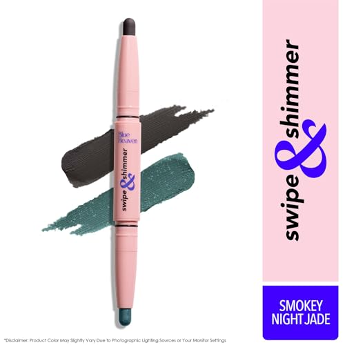 Blue Heaven Swipe & Shimmer Eye Shadow infused with Primer, Smudge Proof, Eye Shadow Stick Dual ended - Smoky Night Jade, 2.2g