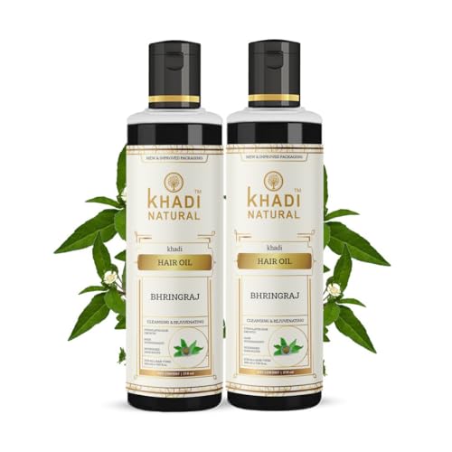 Khadi Natural Bhringraj Hair Oil| Controls Hair Fall| Nourishing Oil For Healthy | Suitable For All Hair Types (Pack 2, Bhringraj)