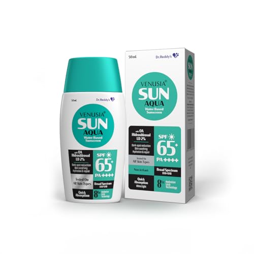VENUSIA Water Based Sunscreen I Spf 65 I 8Hrs Hydration Lock I Uva, Uvb Protection I No White Cast I 50 G, All