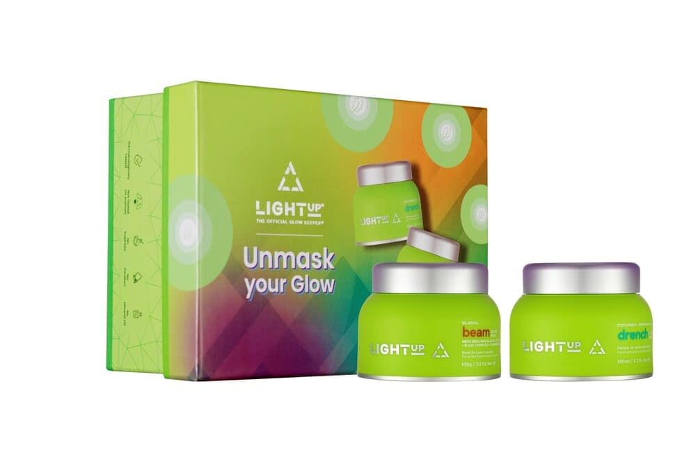 Light Up Unmask Your Glow Gift Set | For Instant Hydration & Brightening | With New Zealand Glacial Clay, R.U.M Complex, Cucumber & Aloe-Vera | For Men & Women | For All Skin Types, 1 Count