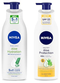 Nivea Aloe Protection Spf 15, Summer Body Lotions For Men And Women For All Skin Type 400ml&Nivea Body Lotion, Aloe Hydration, With Aloe Vera For Instant Hydration In Summer, For Men & Women, 400 ml