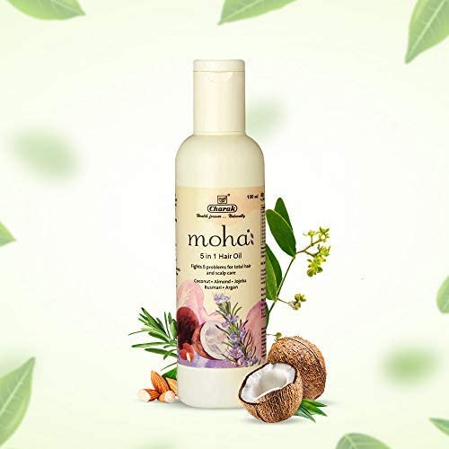 Moha:5 In 1 Hair Oil For Hair Growth & Hair Fall Reduction Coconut Oil, Almond Oil, Rosemary Oil, Wheatgerm Oil, Tea Tree Oil & Sesame Oil, All Hair Type Clinically Proven, 100 Ml