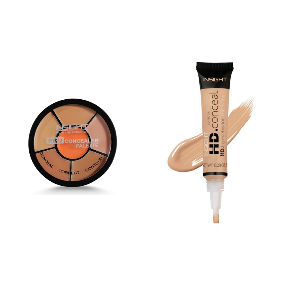 INSIGHT Cosmetics Pro Oil Concealer Palette (Concealer) & Hd Concealer, Full Coverage, Natural Finish, For Acne Prone Skin Type, Golden Sand-04