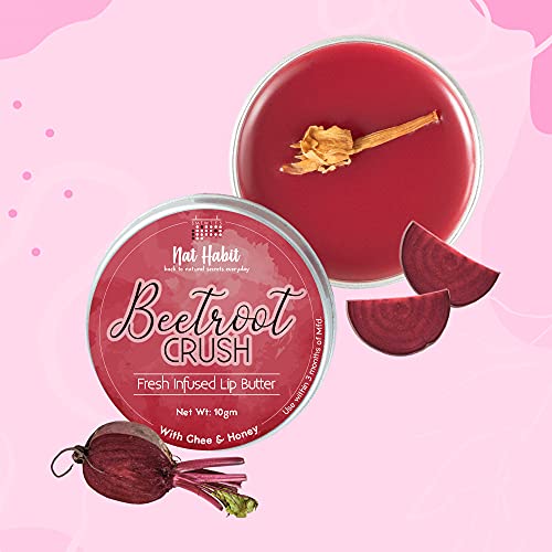 Nat Habit Beetroot Rose Fresh Lip Scrub (12g) & Lip Balm (10g) For Dark, Dry & Chapped Lips - Combo ForWomen & Men, Natural Pink Lips
