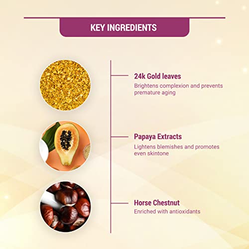 Lotus Radiant Gold Facial Kit for instant glow with 24K Pure Gold & Papaya ,4 easy steps 37g (4 use)