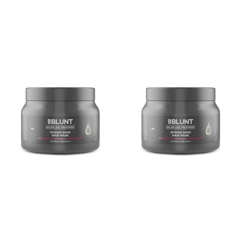 BBLUNT Intense Shine Unscented Dull Hair Mask With Rice & Silk Protein For Softer, Smoother & Shinier Hair - 250 G (Pack Of 2), 1 Count