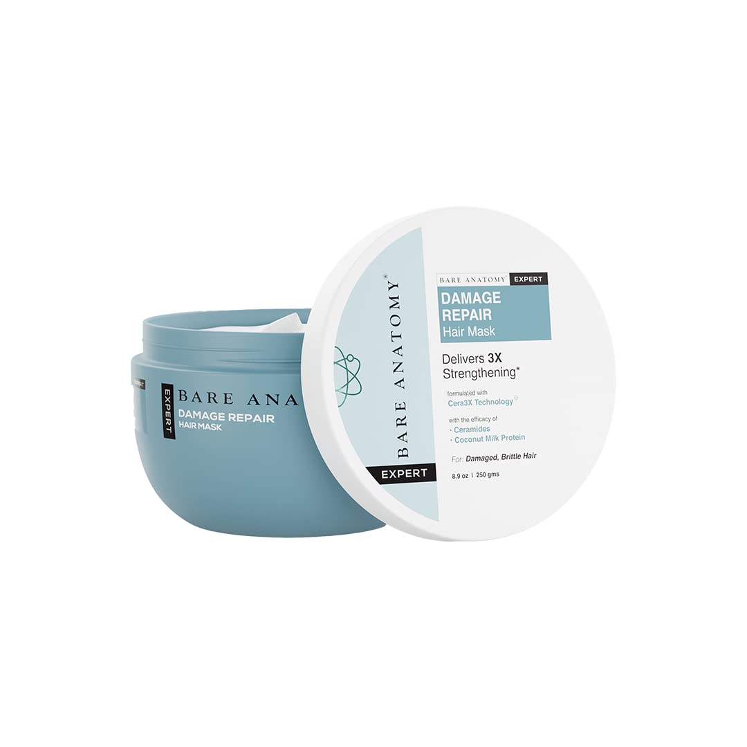 Bare Anatomy Damage Repair Hair Mask | 3x Strengthening Powered By Ceramide A2 & Coconut Milk Protein | Smoothening Hair | Hair Mask For Dry & Frizzy Hair | Sulphate & Paraben Free | Women & Men,250g