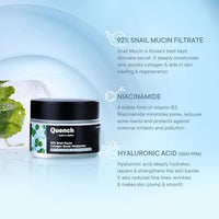 Quench 92% Snail Mucin Collagen Boost Moisturizer with Niacinamide & Hyaluronic Acid | 48 Hours Hydration | Formulated & Made in Korea | Makes Skin Dewy Soft & Plump | Fades Dark Spots (50ml)