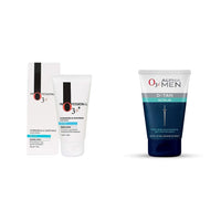 O3+ Hydrating & Soothing Face Wash with Aloe Vera and Cucumber Extracts, 50g & O3+ ALPHA MEN Acno D-TAN Scrub With Hyaluronic & Mint 50g - Detan Scrub for TAN removal Combo