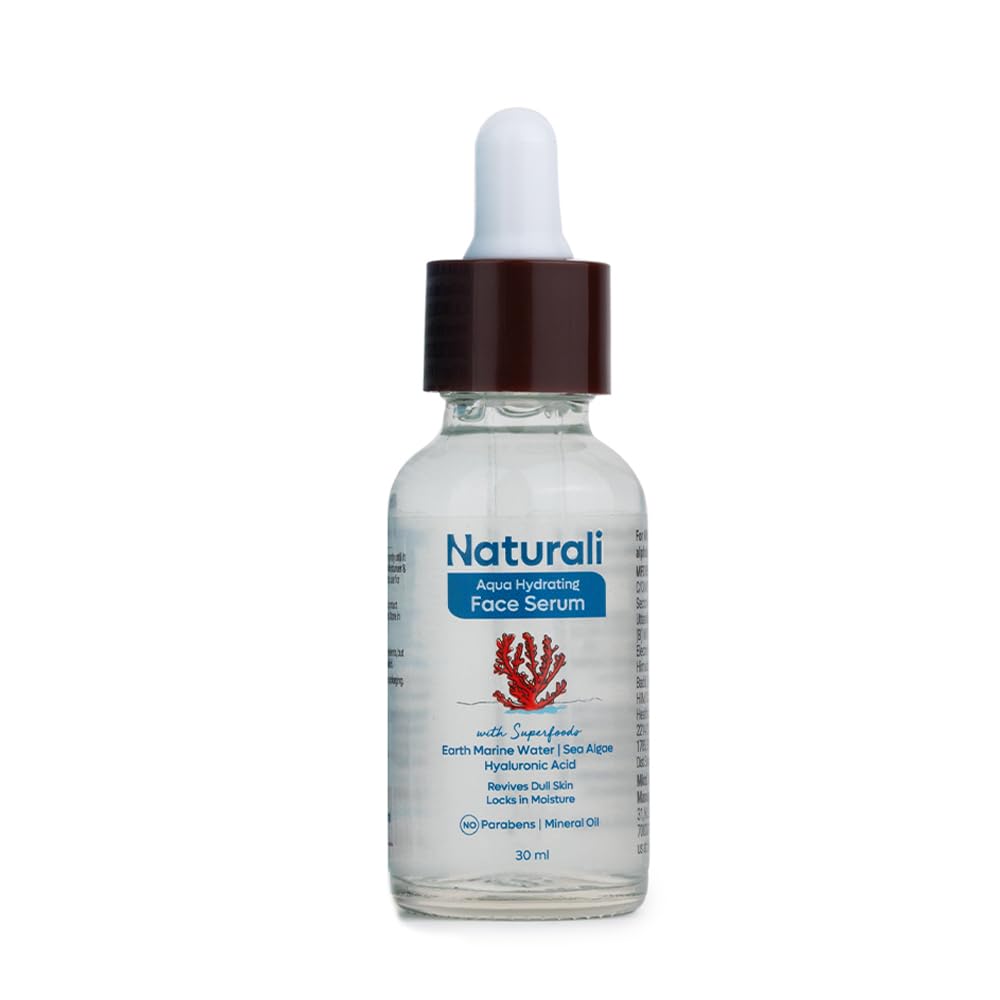 Naturali Aqua Hydrating Face Serum With Earth Marine Water, Sea Algae & Hyaluronic Acid | Locks In Moisture | Revives Dull Skin | Paraben & Mineral Oil Free | 30ml