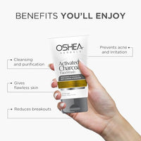 Oshea Herbals Activated Charcoal Gel Facewash For Men and Women | Cleanses Black Heads & Uneven Skin Tone with Activated Charcoal & Licorice Extracts | Paraben, Silicon & Mineral Oil Free - 120g