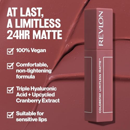 REVLON Colorstay Limitless Matte Liquid Lipstick for woman, Waterproof, Long-Lasting, 100% Vegan, Lightweight, No-Budge Matte, Real Deal - (013)