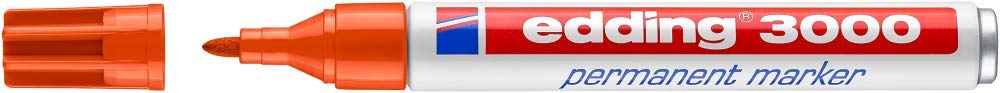edding 3000 permanent marker - orange - 1 pen - round nib 1.5-3 mm - quick-drying permanent markers - waterproof, smudge-proof - for cardboard, plastic, wood, metal, fabric - marker pens 05: 1 Pen - Orange