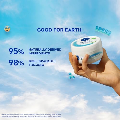 NIVEA Soft Light Moisturizer For Face, Hand & Body, Instant Hydration, Non-Greasy Cream With Vitamin E & Jojoba Oil, 200ml