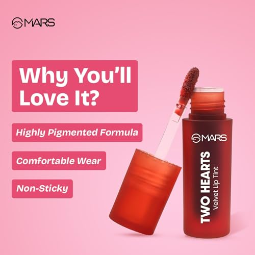MARS Love Track Velvet Lip Tint (2.8ml) (SIX PROMISES) | Velvet Matte Finish High Coverage Liquid Matte Foundation | Blemish Free & Blendable Foundation For Makeup (40Ml) (Shade-04, All)