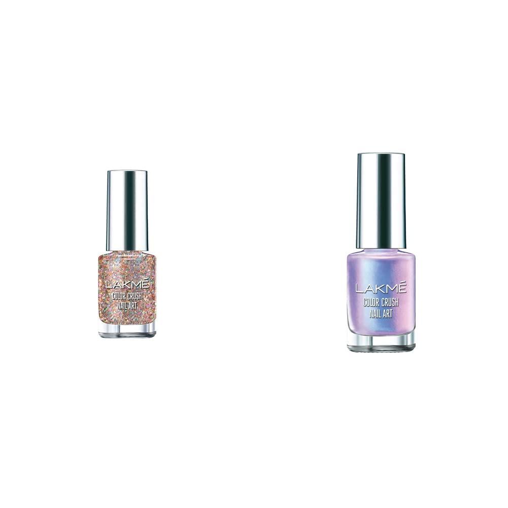 Lakmé Color Crush Nail Art T2, Multicolor, 6 Ml And Lakmé Color Crush Shimmery Finish Nailart, U4, 6Ml