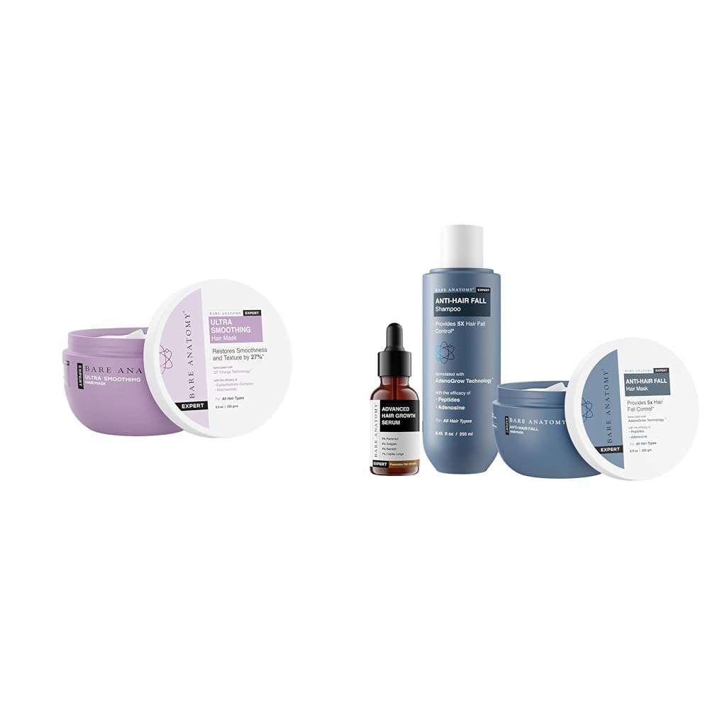 Bare Anatomy Ultra Smoothing Hair Mask For Dry & Frizzy Hair| For Women & Men | SLS & Vegan | 250gm Anti-Hair Fall Shampoo + Mask for Women & Men