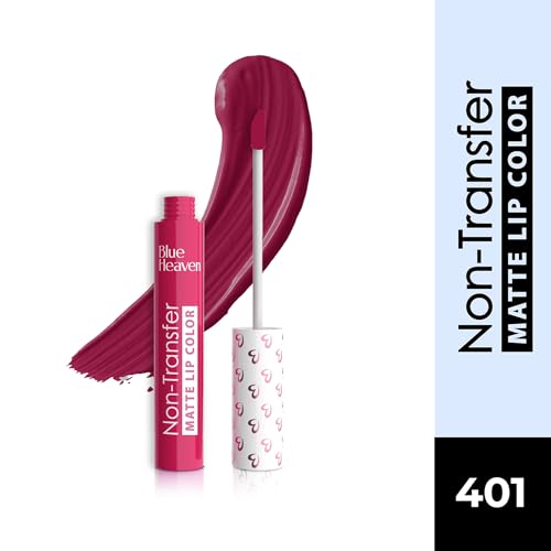 Blue Heaven Non Transfer Lip Color | Liquid lipstick Waterproof & Smudge Proof | Intense Pigment | Long-Lasting upto 8hr | Matte Finish with Hydrating Formula | 401 | 3GM