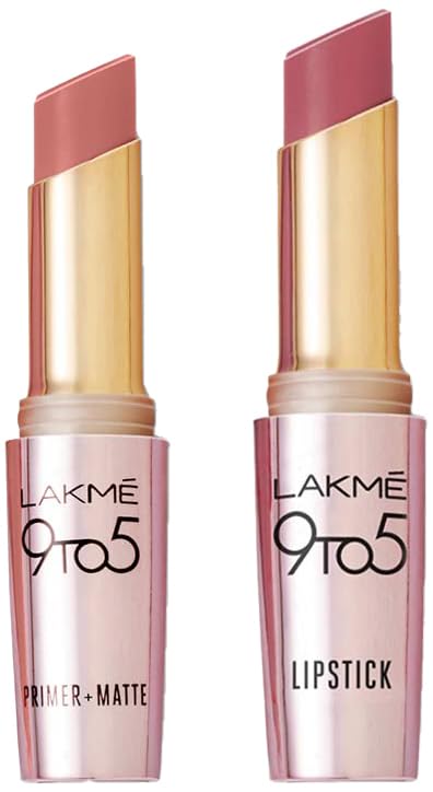 Lakmé 9To5 Primer + Matte Lip Color Mp7 Blushing Nude & Lakmé 9To5 Primer + Matte Lip Color Mm1 Mauve Matter