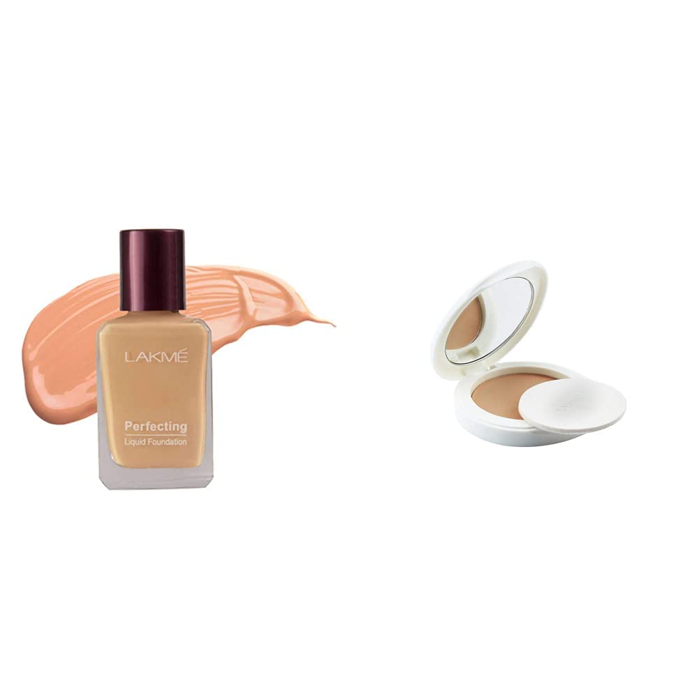 Lakmé © Perfecting Light Liquid Matte Foundation for All Skin Type, Pearl, 27Ml And Lakmé © Perfect Radiance Compact, Golden Medium 03, 8G