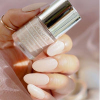 DeBelle Gel Nail Polish Aries (Light Dusty Pink Glitter Nail Paint)|Non UV - Gel Finish |Chip Resistant | Seaweed Enriched Formula| Long Lasting|Cruelty and Toxic Free| 8ml