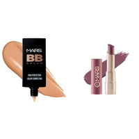 MARS BB Cream Lightweight Foundation | Blendable BB Cream for Women | Colour Correction for All Skin Types (30 ml) (Biscuit) Creamy Matte Long Lasting Lipstick for Women (3.2 gm) (17-Sultry Samba)
