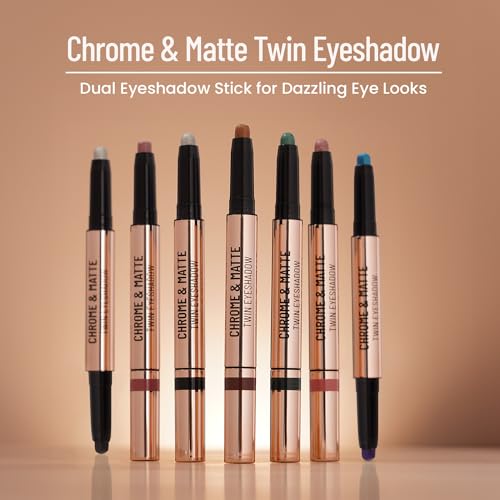 Swiss Beauty Chrome & Matte Twin Eyeshadow Stick | Mix of Matte and Shimmer | Easy to blend, non creasing eyeshadow | 24 Hour Stay | Shade- Night Skies, 2g