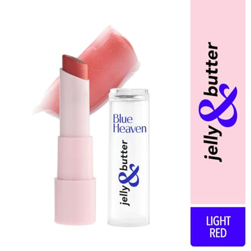 Blue Heaven Jelly & Butter Lip Balm infused with Jojoba Oil, Shea Butter + Vitamin E, smoothens Dry & Chapped Lips, Fades Pigmentation, Soften & Smoothes Plums Lips, Light Red, 3g