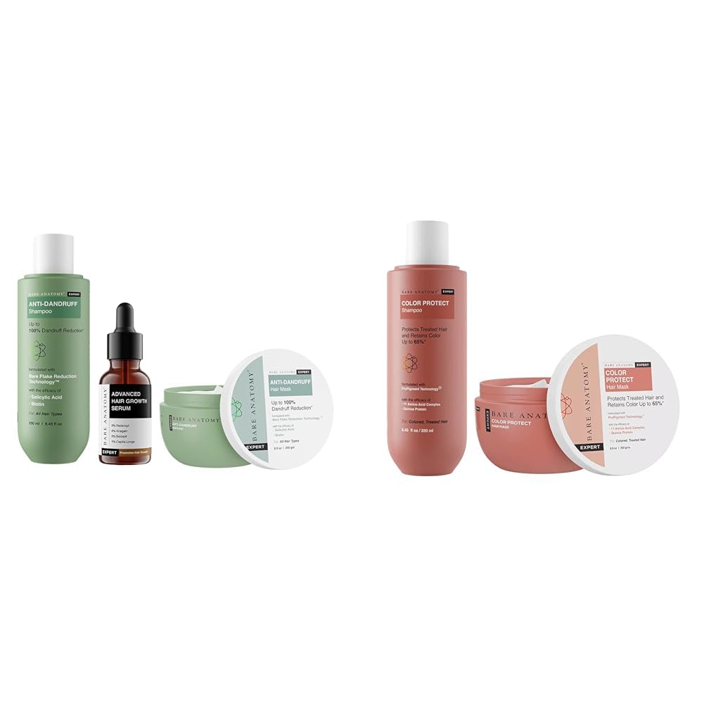 Bare Anatomy Expert Anti-Dandruff Shampoo + Mask for Women & Men Color Protect Shampoo + Hair Mask Kit for Coloured and Treated Hair For Dry & Frizzy Hair, 250ml + 250g