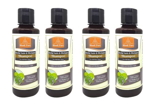 Khadi Pure Herbal Amla & Bhringraj Shampoo/Hair Cleanser, 210 ml (Pack of 4)