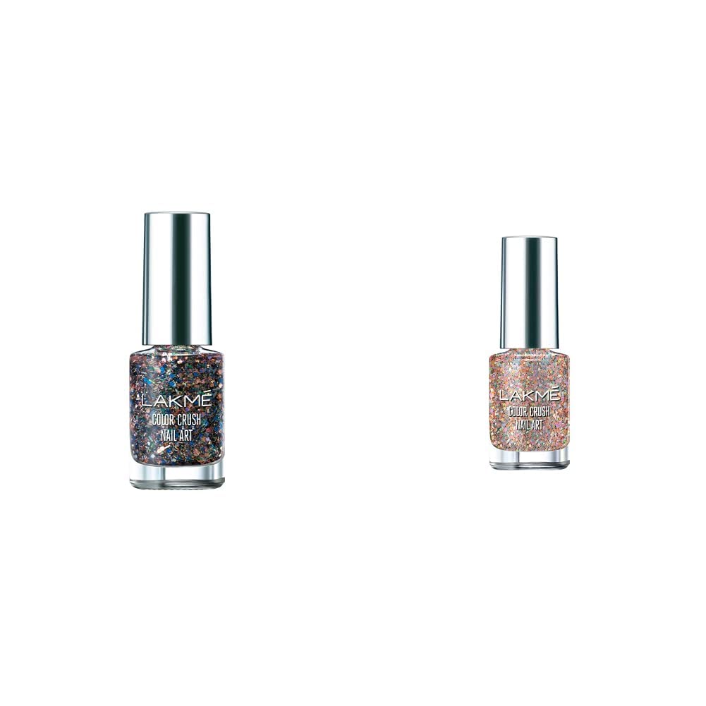 Lakmé Color Crush Nail Art, G12, 6ml & Lakmé Color Crush Nail Art T2, Multicolor, 6 ml