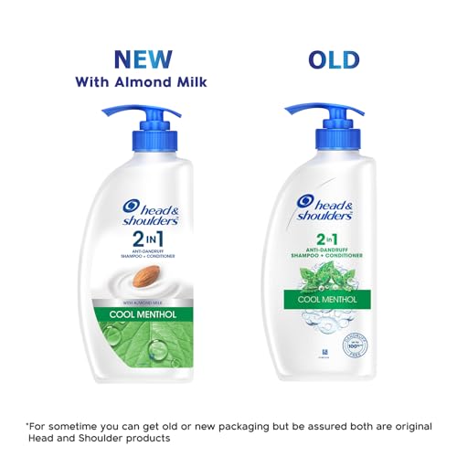 Head & Shoulders 2-in-1 Cool Menthol Anti Dandruff Shampoo + Conditioner for Women & Men, With Almond Milk (650 ml)