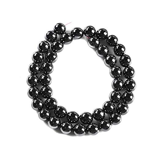 Natural Stone Beads 8mm Hematite Gemstone Round Loose Beads Crystal Energy Stone Healing Power for Jewelry Making DIY,1 Strand 15"