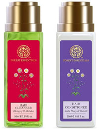 Forest Essentials Hair Cleanser Bhringraj and Shikakai, 50ml & Forest Essentials Hair Conditioner Amla, Honey and Mulethi, 50ml