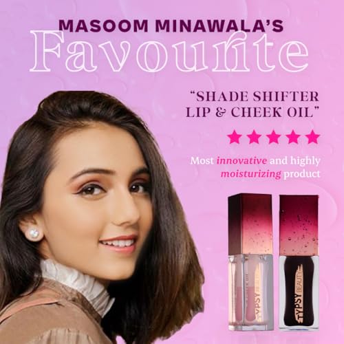 Typsy Beauty Lip & Cheek Oil Combo Ph-Activated|Midnight & Shade Shifter Hydrating Formula with Acai Berry & Hibiscus Oil, Long Lasting Glossy Lip Tint & Blush Glossy Formulated In Italy (6.4g)