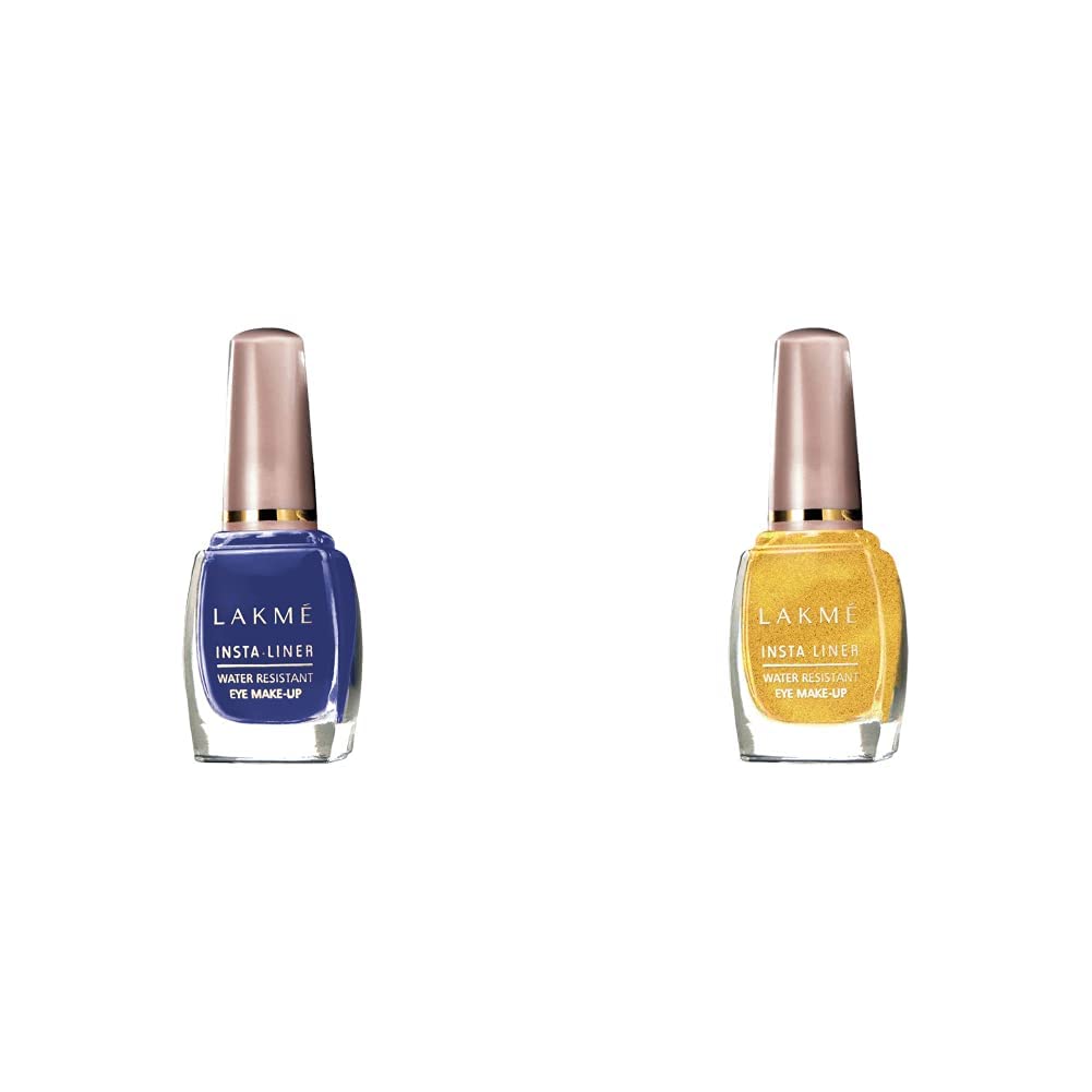 Lakmé Insta Eye Liner Shimmery Finish, Blue, 9Ml And Insta Eye Liner, Golden Gel, 9Ml