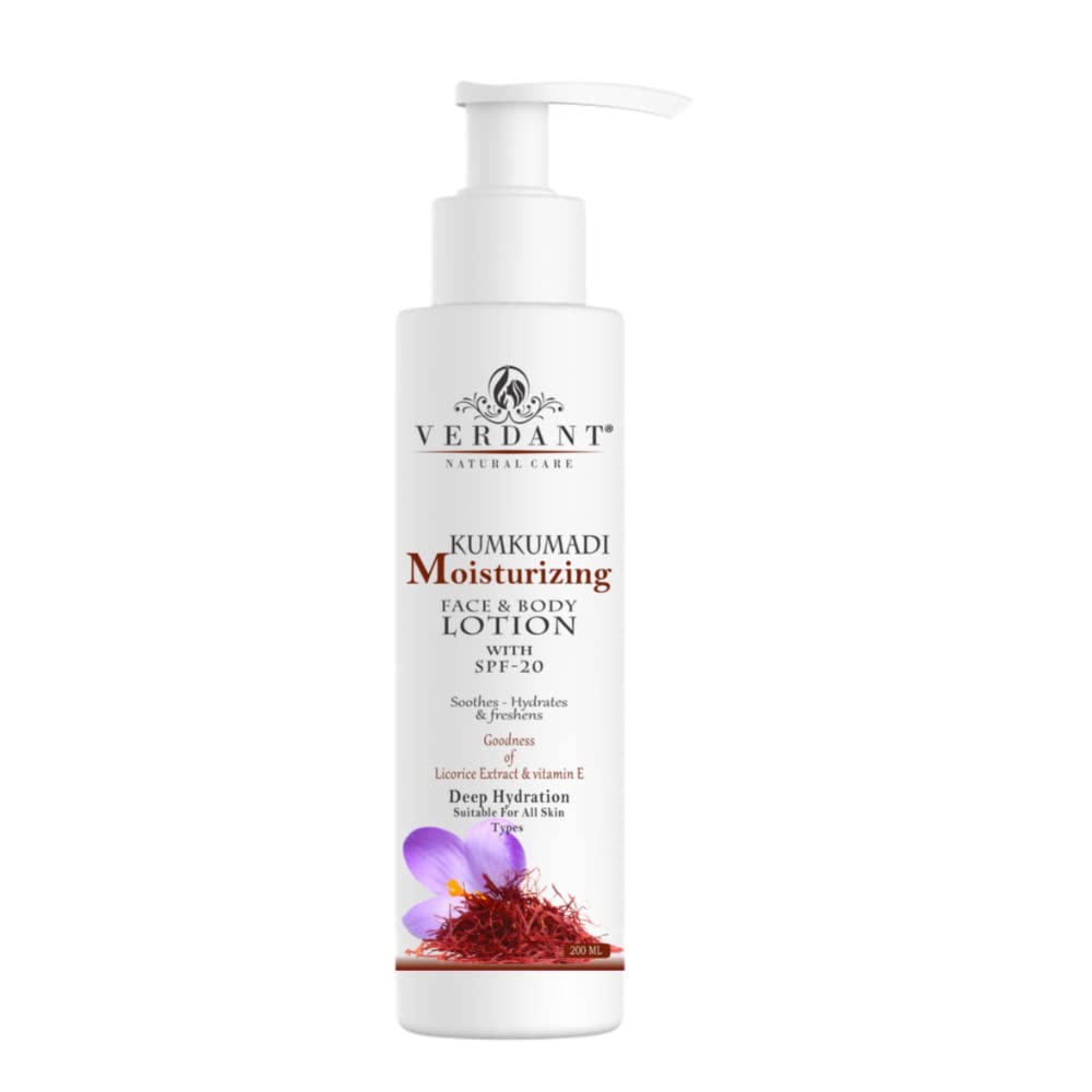 Verdant Natural Care Moisturizing Body Lotion with SPF 20 | With Kumkumadi & Licorice Extract – No Parabens, Silicones – For All Skin Types - 200 ml