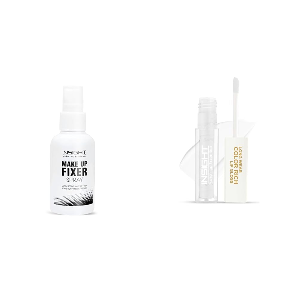 Insight Cosmetics Makeup Fixer Spray | Light Weight, Quick Dry Makeup Setting Spray | Non-Sticky &,Insight Long Wear Color Rich Lip Gloss |Highly Pigmented|Glossy Texture |Long Lasting |Dramatic Col
