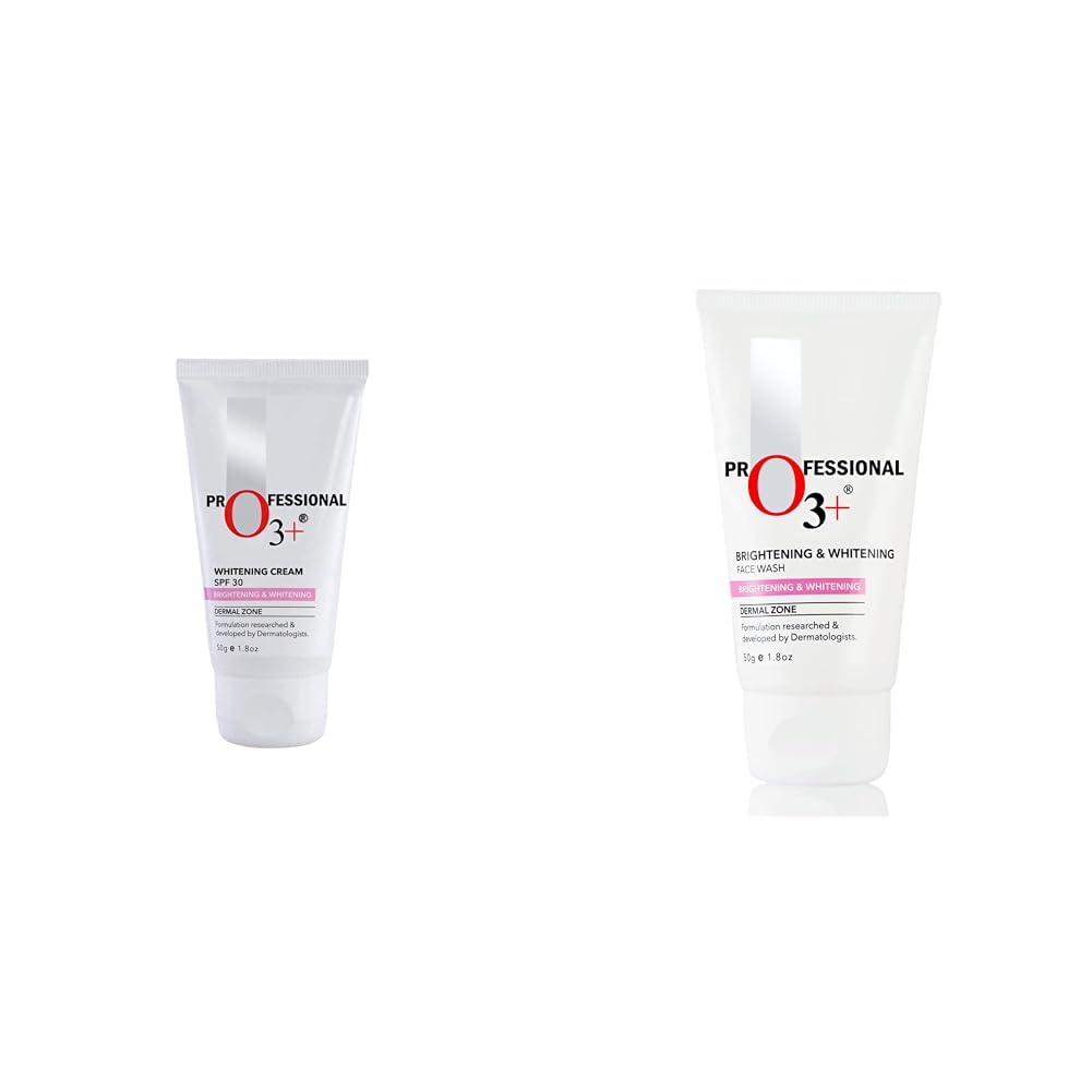 O3+ Whitening Face Cream SPF 30 Sunscreen for Skin Brightening & O3+ Brightening and Whitening Face Wash Combo