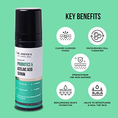 Dr. Sheth's Probiotics & Azelaic Acid Serum For Highly Sensitive Skin | Improves Skin Texture & Reduces Irritation | Lightweight & Non-Greasy | For Women & Men | 30 mL