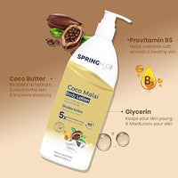 Spring H2O Coco Malai Body Lotion | Deep Moisturizing with Cocoa Butter & Pro-Vitamin B5 | Skin Whitening & Hydrating Formula | 400ml Nourishing Body Cream