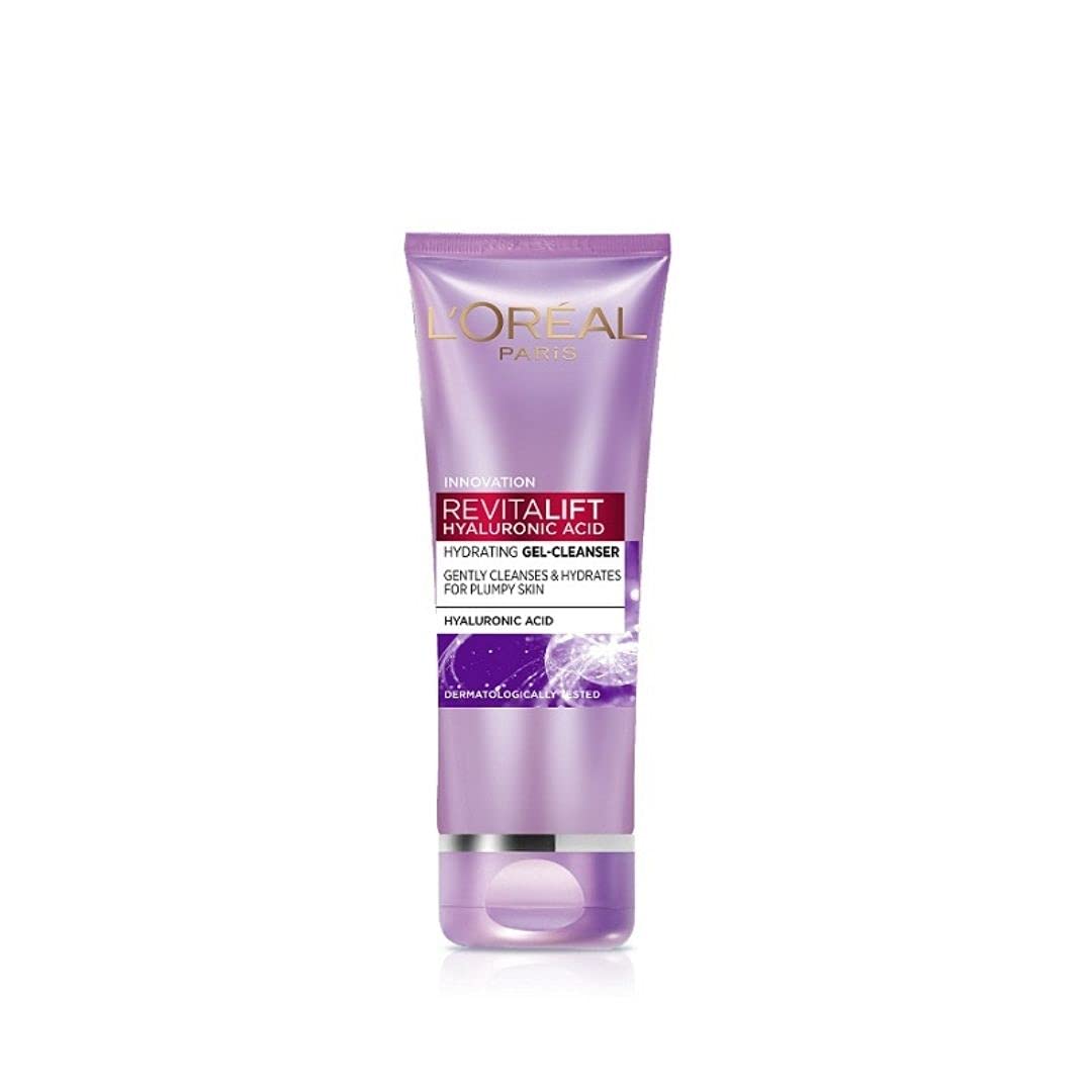L'Oreal Paris Revitalift Hyaluronic Acid Hydrating Gel Cleanser, 100 ml | Gentle Facewash for women | Cleanses impurities & makeup residue 100ml & L'Oreal Paris Dream Lengths Conditioner, 192.5 ml