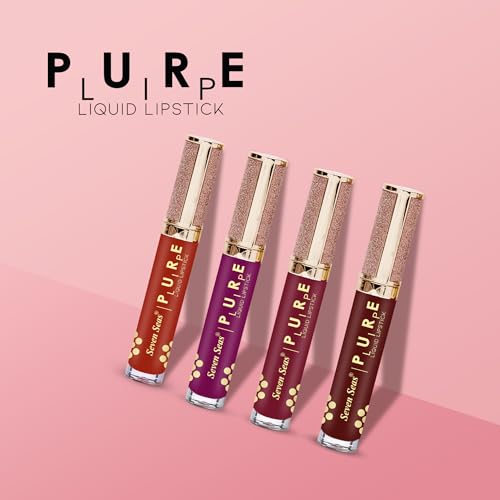 Seven Seas Pure Liquid Lipstick, Matte Finish, Purple (Red Cherry, 7ml)